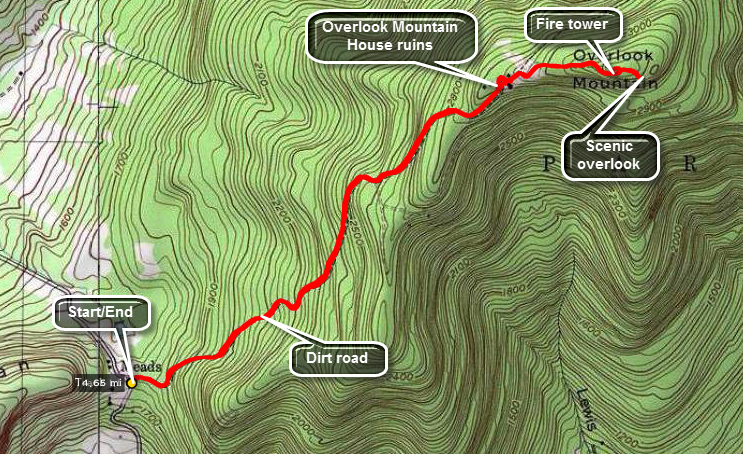 Overlook Mountain Trail Map Catskill Hiker: Overlook Mountain